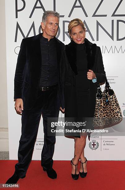 Massimiliano Finazzer Flory and Simona Ventura attend the opening of new exhibition space at Palazzo Morimondo dedicated to fashion and costume on...