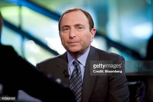 Gary Bettman, commissioner of the National Hockey League , pauses during a television interview in New York, U.S., on Monday, March 1, 2010. The NHL...