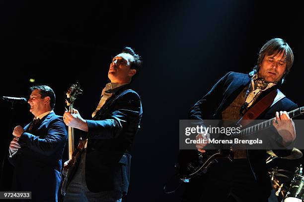 Tony Hadley,Martin Kemp and Steve Norman of Spandau Ballet perform at Mediolanum forum on March 1, 2010 in Milan, Italy.