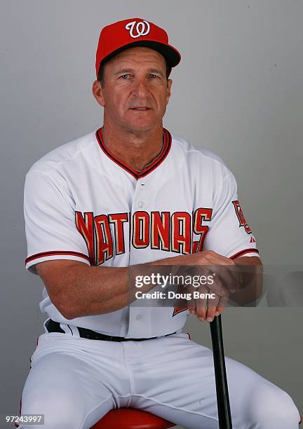 Manager Jim Riggleman of the Washington Nationals poses during photo day at Space Coast Stadium on February 28, 2010 in Viera, Florida.