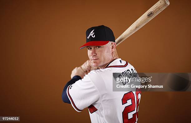 Brooks Conrad of the Atlanta Braves poses during photo day at Champions Stadium on February 26, 2010 in Kissimmee, Florida.