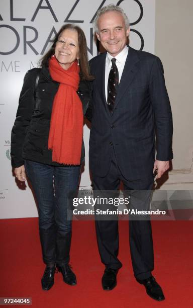 Lina Sotis and Enrico Marinelli attend the opening of new exhibition space at Palazzo Morimondo dedicated to fashion and costume on March 1, 2010 in...