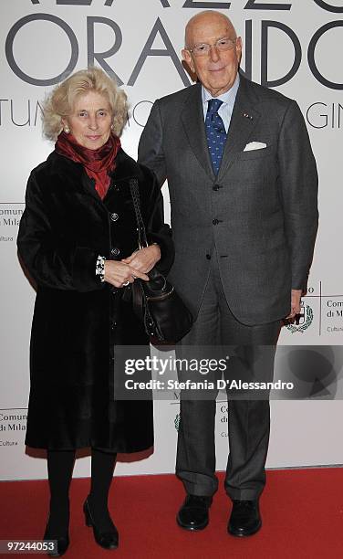 Mario Boselli and his wife Luisa attend the opening of new exhibition space at Palazzo Morimondo dedicated to fashion and costume on March 1, 2010 in...