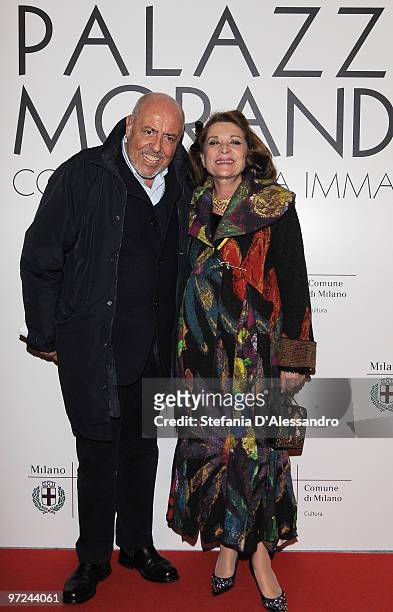 Elio Fiorucci and Raffaella Curiel attend the opening of new exhibition space at Palazzo Morimondo dedicated to fashion and costume on March 1, 2010...