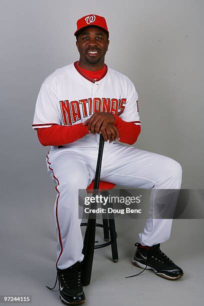 Coach Devon White of the Washington Nationals poses during photo day at Space Coast Stadium on February 28, 2010 in Viera, Florida.