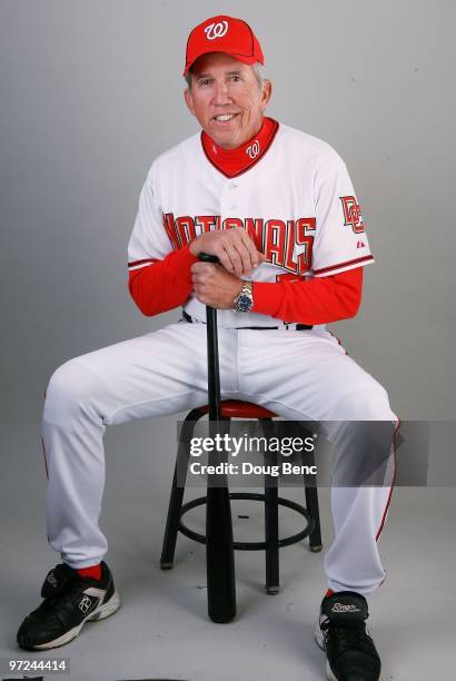 Coach Davey Johnson of the Washington Nationals poses during photo day at Space Coast Stadium on February 28, 2010 in Viera, Florida.