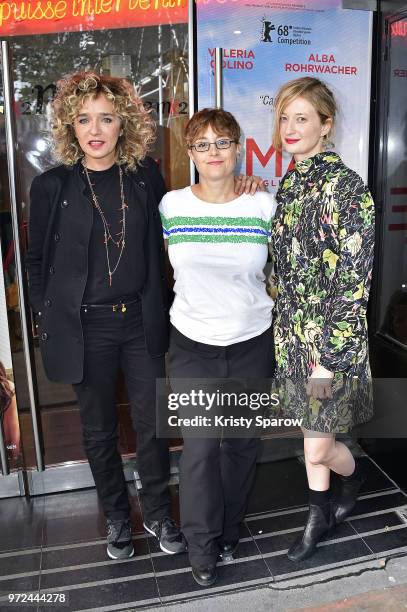 Valeria Golino, Laura Bispuri and Alba Rohrwacher attend the "Ma Fille - Mia Figlia" Paris Premiere at Mk2 Bibliotheque on June 12, 2018 in Paris,...