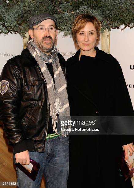 Actress Natalie Poza and actor Javier Camara attend the launch of Marlango new album 'Life In The TreeHouse', at the Lara Theatre, on March 1, 2010...
