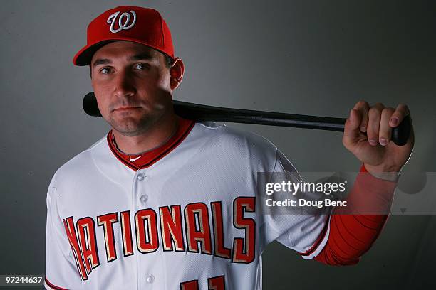 Third baseman Ryan Zimmerman of the Washington Nationals poses during photo day at Space Coast Stadium on February 28, 2010 in Viera, Florida.