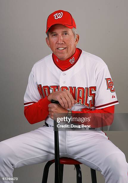 Coach Davey Johnson of the Washington Nationals poses during photo day at Space Coast Stadium on February 28, 2010 in Viera, Florida.