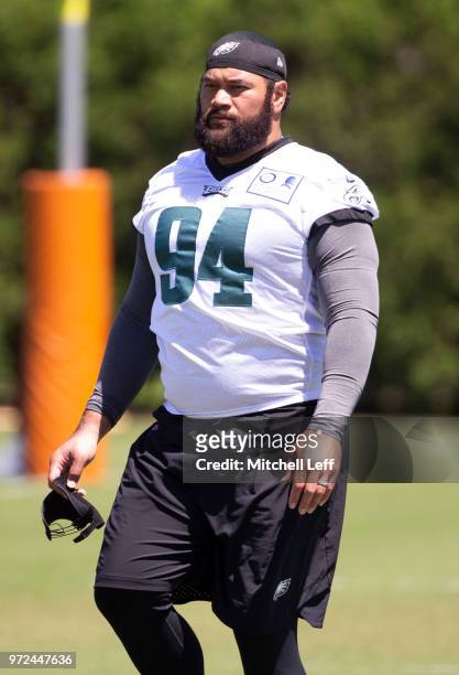 Haloti Ngata of the Philadelphia Eagles walks off the field after Eagles minicamp at the NovaCare Complex on June 12, 2018 in Philadelphia,...