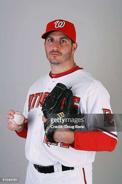 Pitcher Jason Marquis of the Washington Nationals poses during photo day at Space Coast Stadium on February 28, 2010 in Viera, Florida.