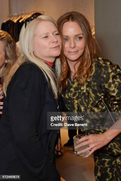 Lee Starkey and Stella McCartney attends the launch of the Stella McCartney Global flagship store on Old Bond Street on June 12, 2018 in London,...