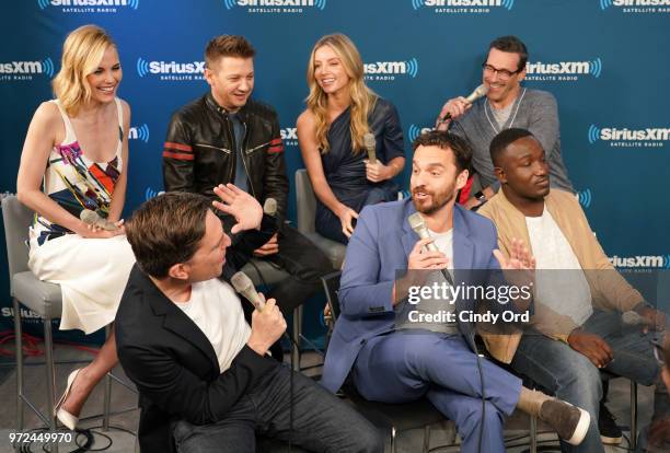 Leslie Bibb, Jeremy Renner, Annabelle Wallis, Jon Hamm, Ed Helms, Jake Johnson and Hannibal Buress take part in SiriusXM's Town Hall with the cast of...