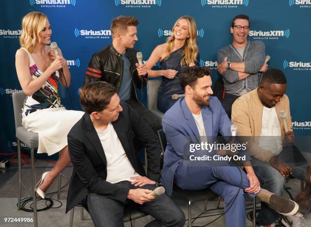 Leslie Bibb, Jeremy Renner, Annabelle Wallis, Jon Hamm, Ed Helms, Jake Johnson and Hannibal Buress take part in SiriusXM's Town Hall with the cast of...