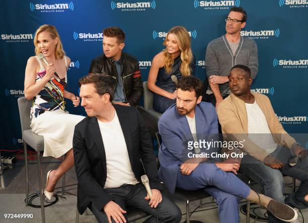 Leslie Bibb, Jeremy Renner, Annabelle Wallis, Jon Hamm, Ed Helms, Jake Johnson and Hannibal Buress take part in SiriusXM's Town Hall with the cast of...
