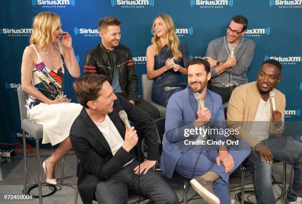 Leslie Bibb, Jeremy Renner, Annabelle Wallis, Jon Hamm, Ed Helms, Jake Johnson and Hannibal Buress take part in SiriusXM's Town Hall with the cast of...