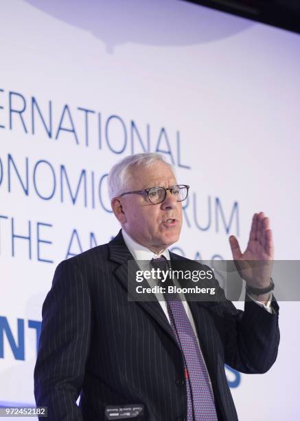 David Rubenstein, co-chief executive officer of the Carlyle Group LP, speaks during the International Economic Forum Of The Americas in Montreal,...