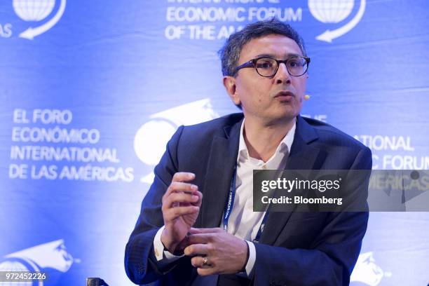 Philippe Zaouati, chief executive officer of Mirova Environment & Infrastructure SA, speaks during the International Economic Forum Of The Americas...