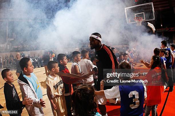 Anthony Danridge of the Albuquerque Thunderbirds runs onto the court before the NBA D-League game against the Idaho Stampede on January 23, 2010 at...