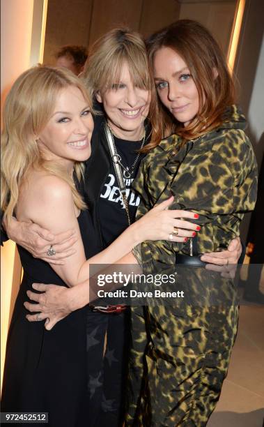 Kylie Minogue, Chrissie Hynde and Stella McCartney attend the launch of the Stella McCartney Global flagship store on Old Bond Street on June 12,...