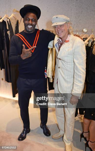 Idris Elba and Sir Bob Geldof attend the launch of the Stella McCartney Global flagship store on Old Bond Street on June 12, 2018 in London, England.