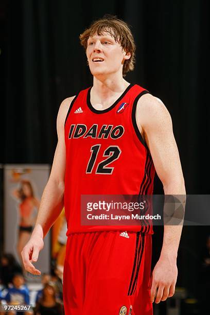 Coby Karl of the Idaho Stampede stands on the court during the NBA D-League game against the Albuquerque Thunderbirds on January 23, 2010 at Tingley...