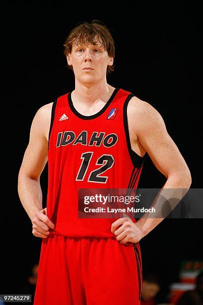 Coby Karl of the Idaho Stampede stands on the court during the NBA D-League game against the Albuquerque Thunderbirds on January 23, 2010 at Tingley...