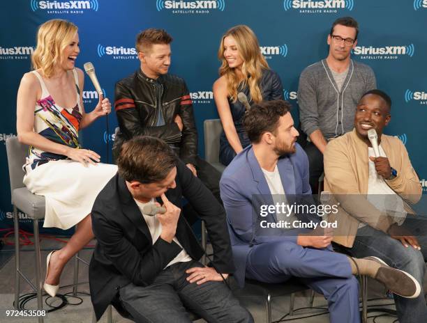 Leslie Bibb, Jeremy Renner, Annabelle Wallis, Jon Hamm, Ed Helms, Jake Johnson and Hannibal Buress take part in SiriusXM's Town Hall with the cast of...