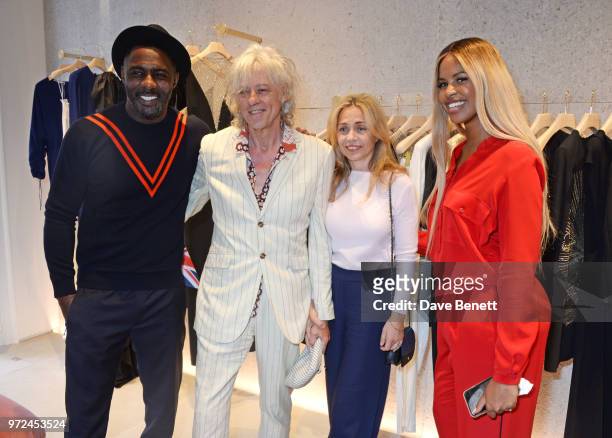 Idris Elba, Sir Bob Geldof, Jeanne Marine and Sabrina Dhowre attend the launch of the Stella McCartney Global flagship store on Old Bond Street on...