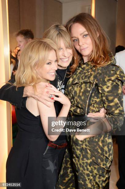 Kylie Minogue, Chrissie Hynde and Stella McCartney attend the launch of the Stella McCartney Global flagship store on Old Bond Street on June 12,...