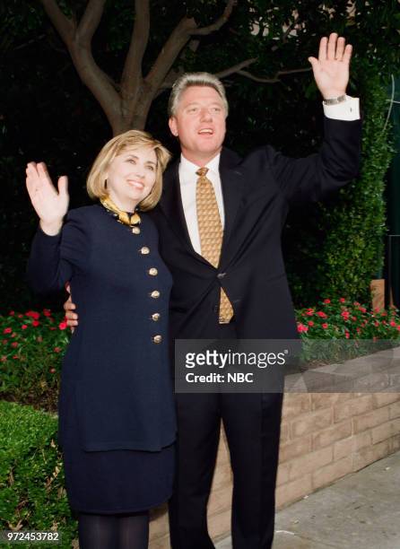 Episode 1463 -- Pictured: Hillary Clinton and Bill Clinton impersonators on October 01, 1998 --