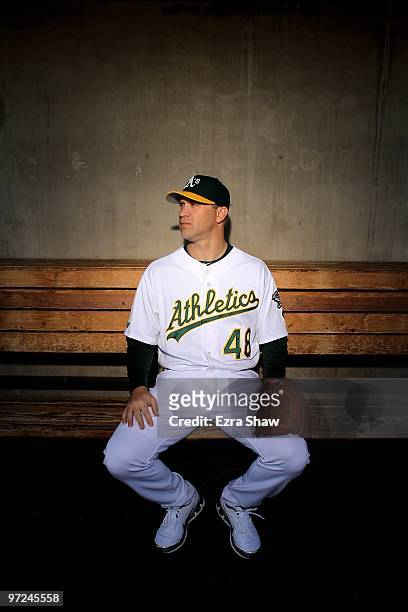 Michael Wuertz of the Oakland Athletics poses during photo media day at the Athletics spring training complex on March 1, 2010 in Phoenix, Arizona.