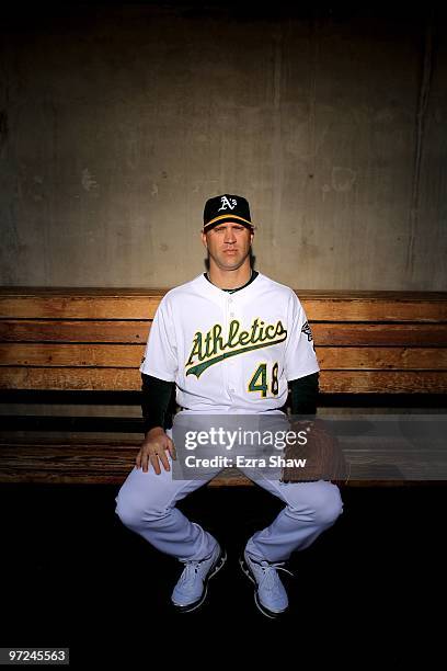 Michael Wuertz of the Oakland Athletics poses during photo media day at the Athletics spring training complex on March 1, 2010 in Phoenix, Arizona.