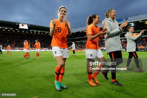 Dominique Janssen of Holland Women, Renate Jansen of Holland Women, Anouk Dekker of Holland Women celebrates the victory during the World Cup...