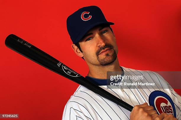 Xavier Nady of the Chicago Cubs poses for a photo during Spring Training Media Photo Day at Fitch Park on March 1, 2010 in Mesa, Arizona.