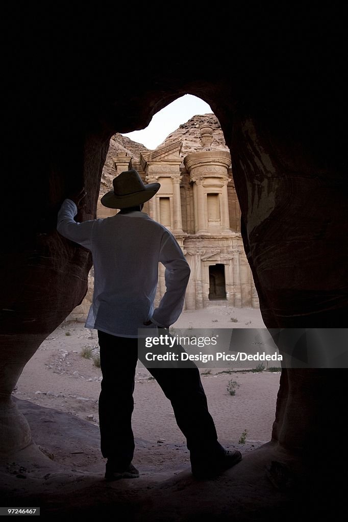Man with a hat enjoying the view, Petra, Jordan