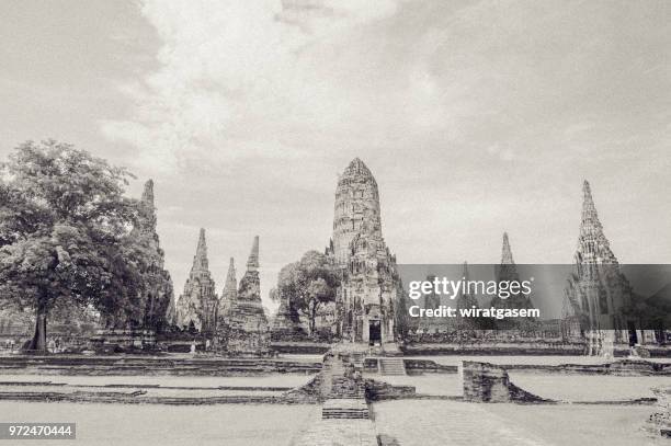 landscape of ayutthaya historical park in ayutthaya. - wiratgasem stock pictures, royalty-free photos & images