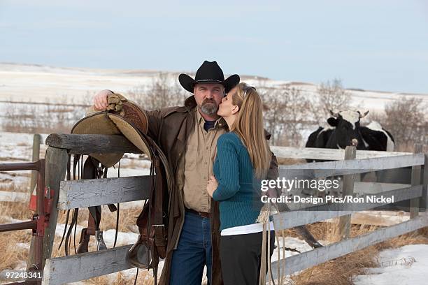 couple on a ranch - alberta ranch landscape stock-fotos und bilder