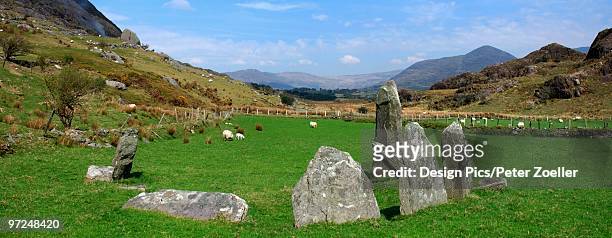 lauragh, ring of beara. county kerry, ireland, stone circle - stone circle stock pictures, royalty-free photos & images