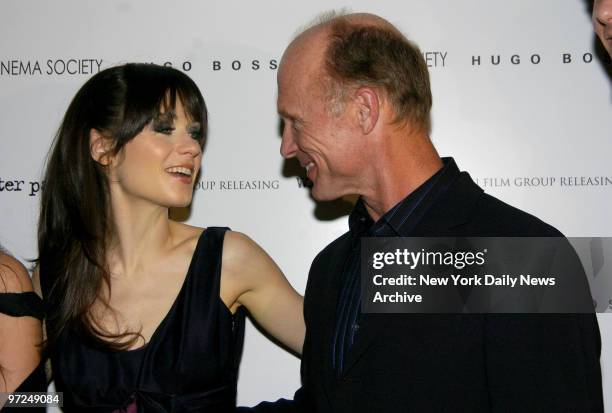 Zooey Deschanel and Ed Harris get together at a screening of the movie "Winter Passing" at the Tribeca Grand Hotel. They star in the film.