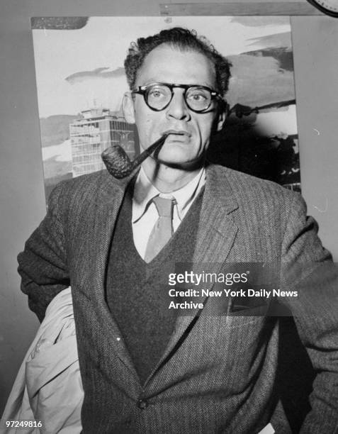 Arthur Miller arrives at Idlewild Airport from London.