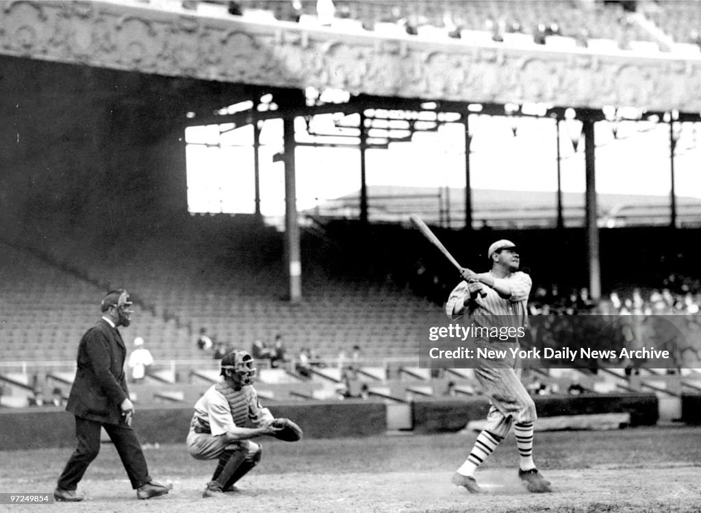 Babe Ruth batting in 1926.