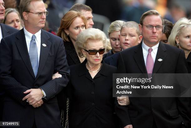 Ann Mara is flanked by two of her sons outside St. Patrick's Cathedral during funeral services for her husband, New York Giants' owner Wellington...