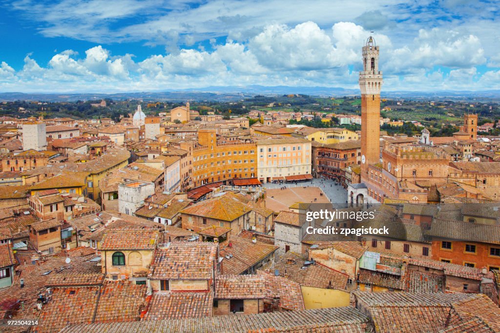 Aerial view of Siena in Tuscany, Italy