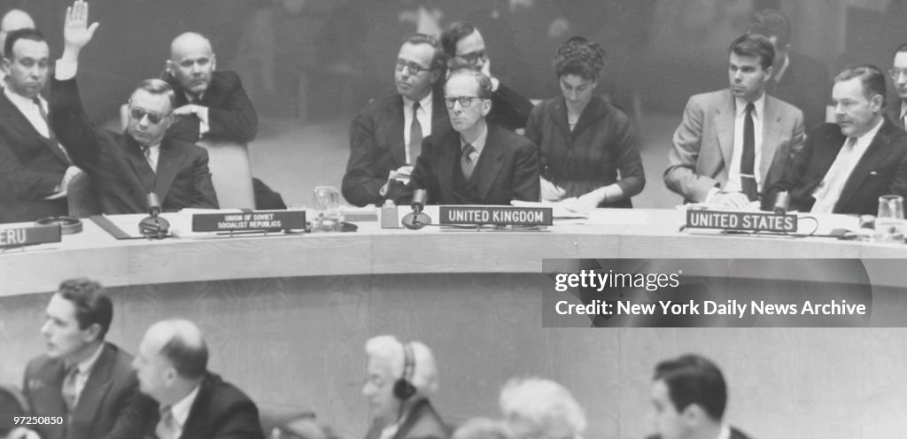 Arkady Sobolev raises his hand to veto resolution by Henry C