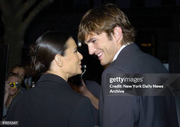 Ashton Kutcher and Demi Moore arrive at the Clearview Chelsea West Cinema for a special screening of the movie "A Lot Like Love." He stars in the...