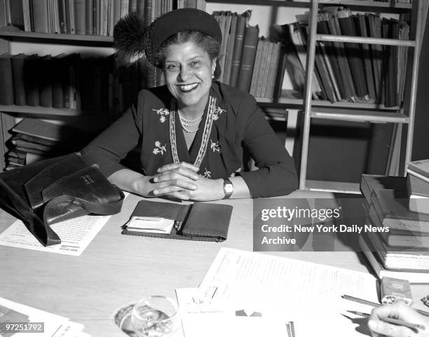 Eslanda Goode Robeson wife of Paul Robeson during a , Press Conference at Hotel McAlpin,