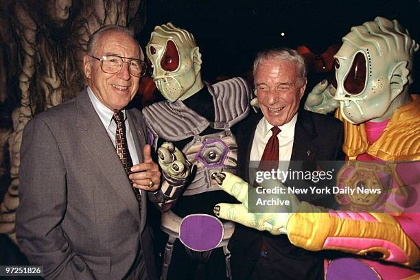 Astronauts James Lovell and Scott Carpenter meet with some "creatures from another world" at the Broadway restaurant, Mars.