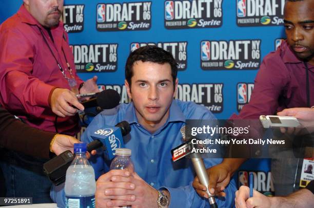 Duke University guard J.J. Redick meets with reporters and photographers as the top NBA draft prospects attend a media availability at the Westin New...